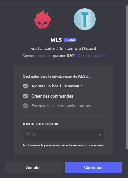 Autorisation Discord