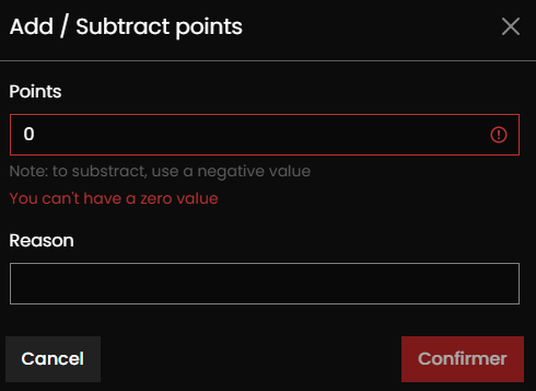 Points input area